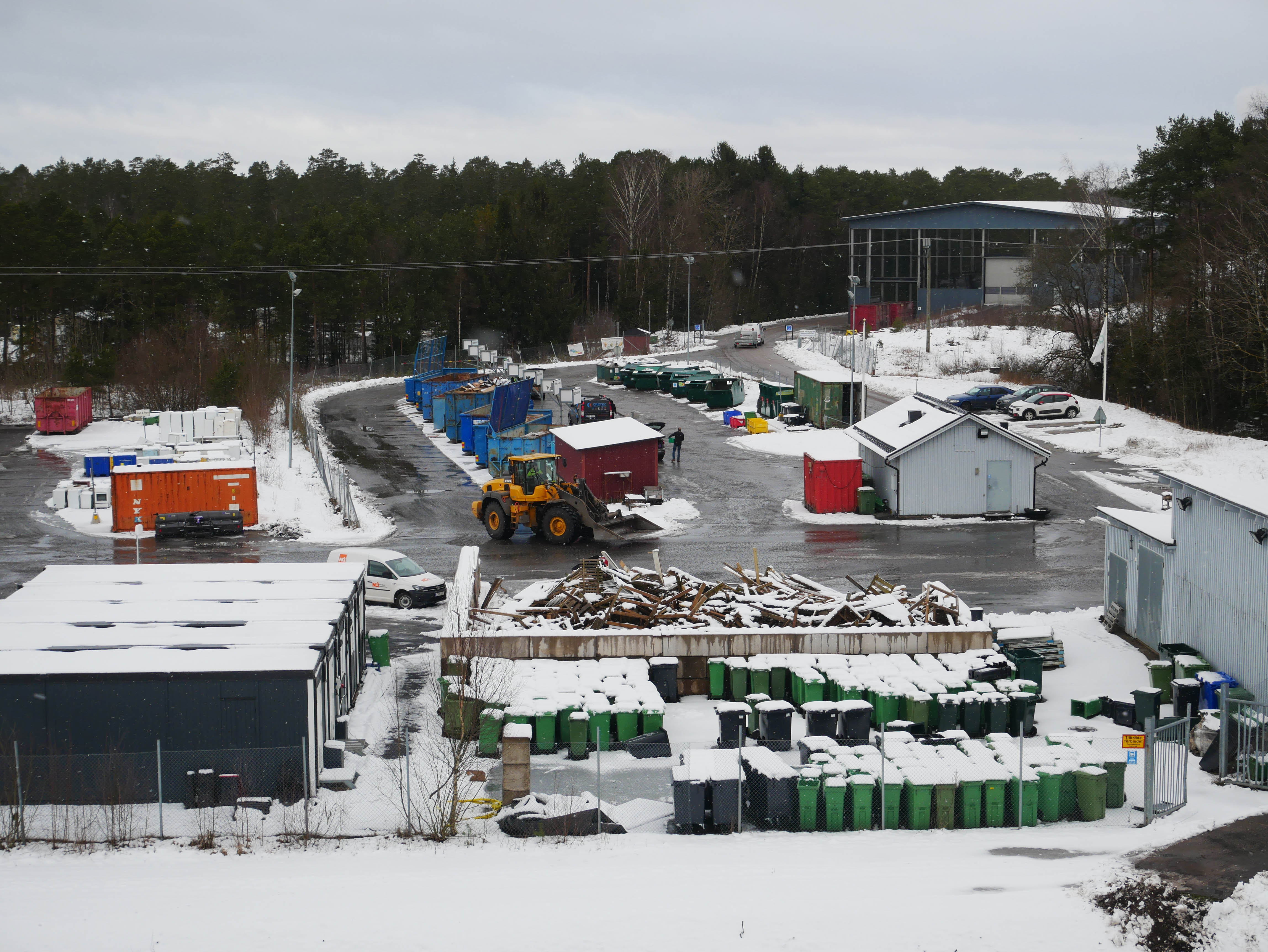 Vintervy över Mossarp Återvinningscentral