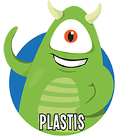 Plastis är grön och har ett stort öga samt två horn på huvudet.